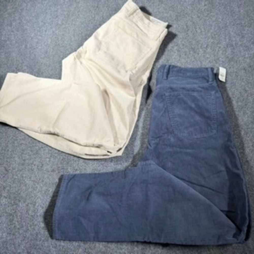 Gap Relaxed Straight Rigid Corduroy Pants Mens 36x36 Blue and Cream New Lot of 2